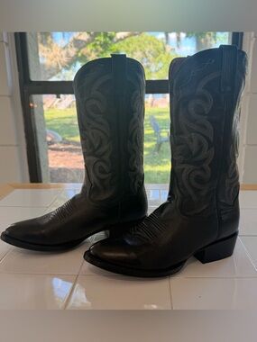 Dan Post Black Milwaukee Western Cowboy Boots Men's Leather Hand craftsmanship